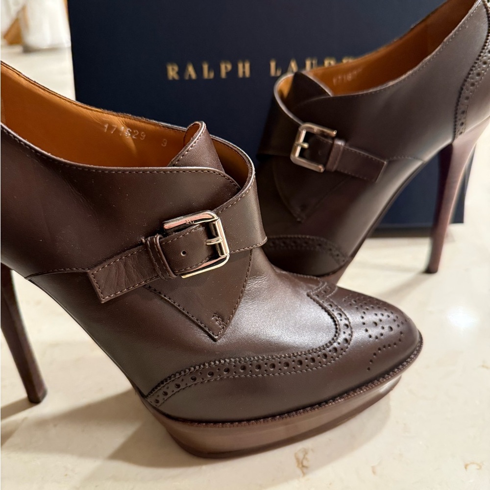 Ralph Lauren Dark Brown Leather Heels